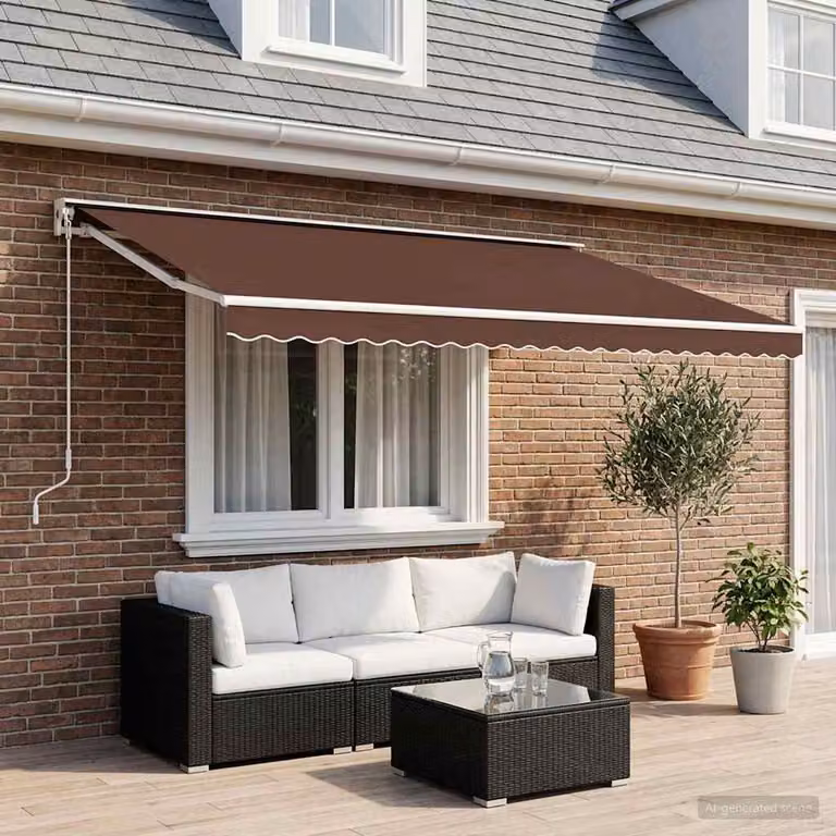 Tessuto di ricambio per tenda da sole vidaXL in poliestere a strisce marroni, Lunghezza: 580 cm
