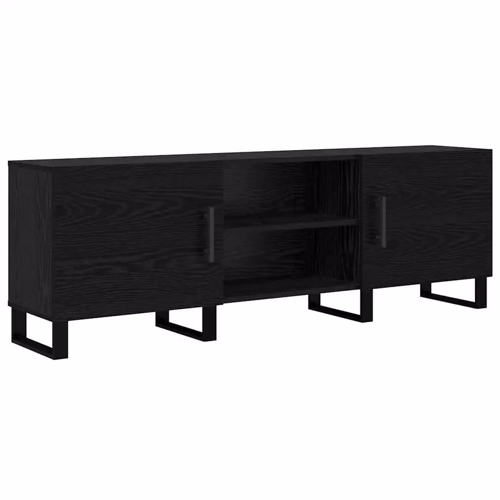 Mobile TV e Credenza Moderna vidaXL in Legno Rovere e Nero L 150 x P 30 x H 50 cm – 2
