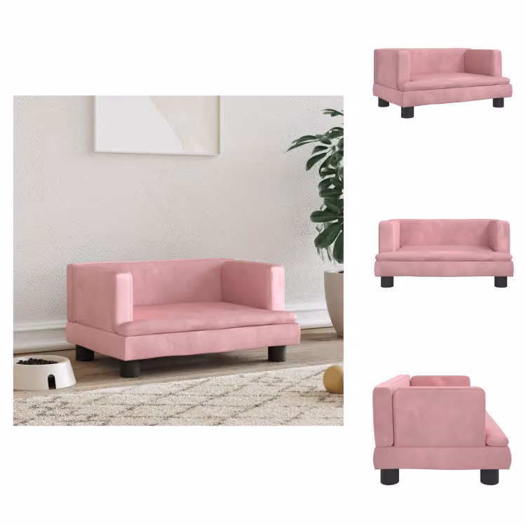 vidaXL Letto per cani rosa 60x40x30 cm in velluto - Letti per cani