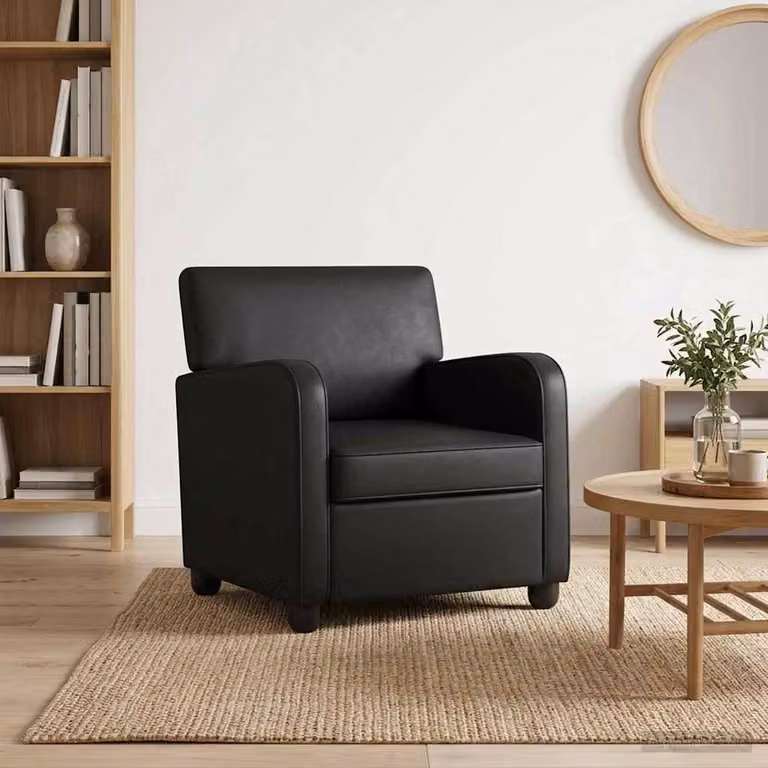 Poltrona moderna vidaXL in similpelle nera lucida con braccioli