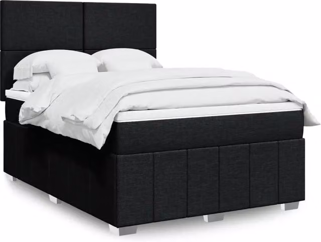Letto con Giroletto a Molle e Materasso Ibrido vidaXL, Colore Nero e Bianco, L 160 x P 200 cm – 1