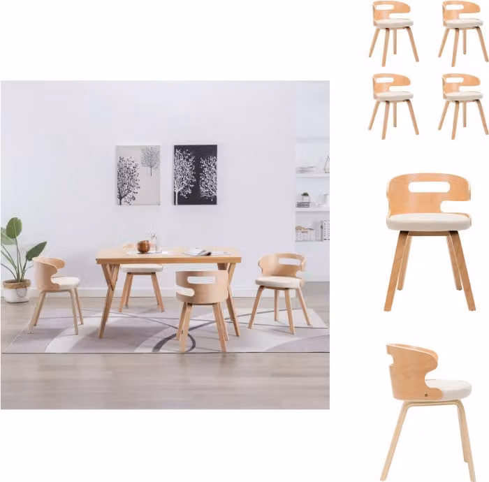 vidaXL Sedie da pranzo 4 pz. Bentwood crema e Pelle finta - Sedie da pranzo