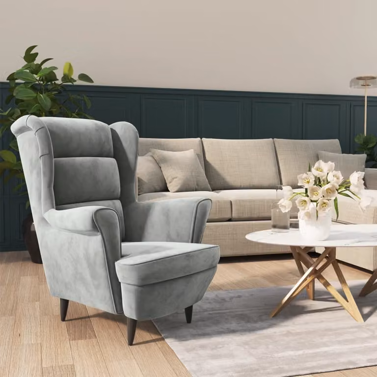 The Living Store poltrona in velluto grigio chiaro