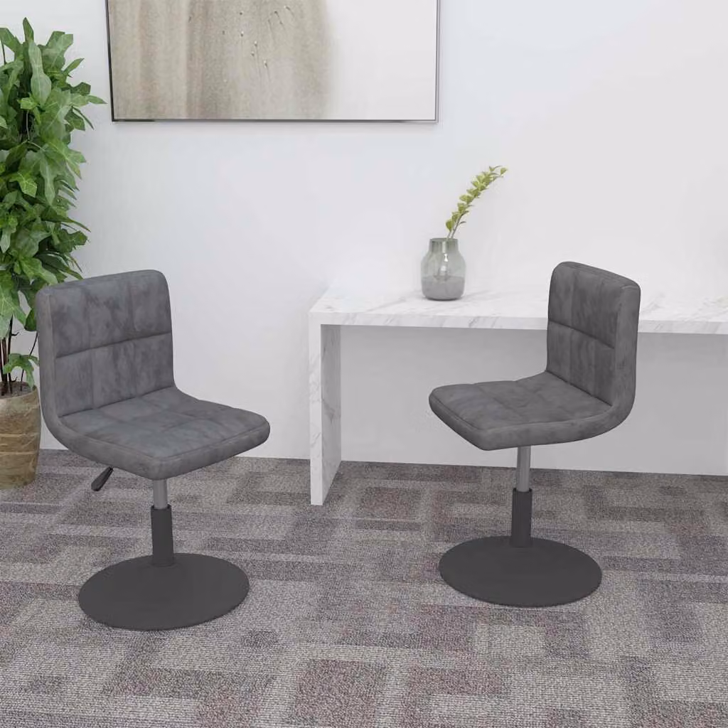 Set di 2 sedie da pranzo girevoli vidaXL in velluto grigio scuro con struttura in metallo e plastica