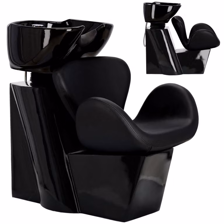Lavatesta Viva per saloni da parrucchiere e barberia, con lavabo in ceramica orientabile e rubinetteria completa di miscelatore e doccino