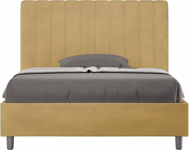 BS COM Letto una piazza e mezza con rete imbottito 120x190 microfibra ocra
