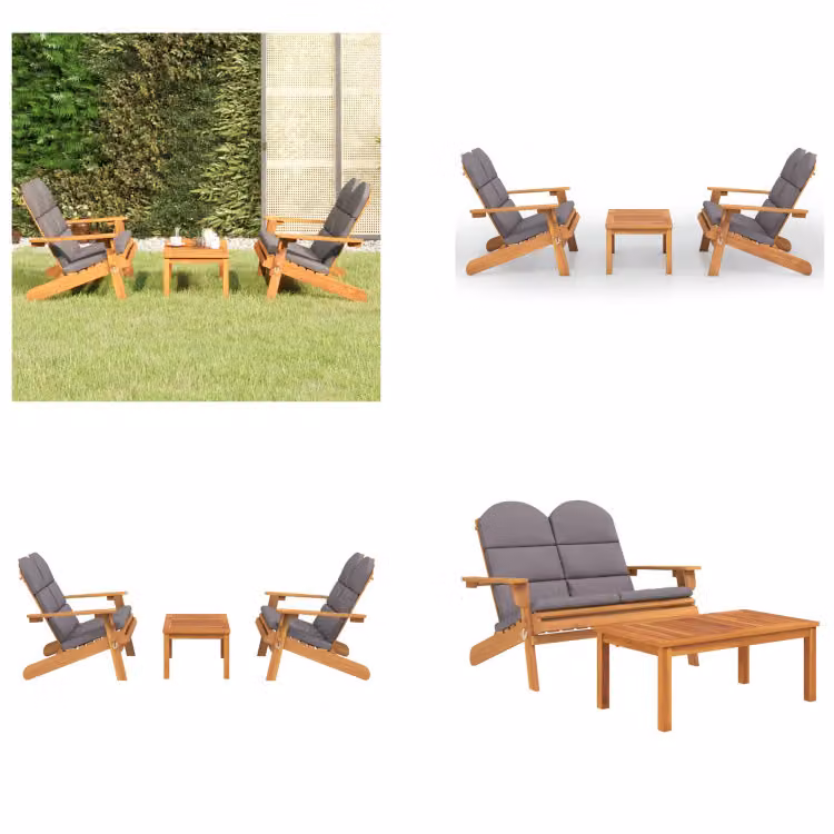 vidaXL Set salotto da giardino 3 pezzi Adirondack in legno massiccio di acacia - Set salotto da giardino - Set salotto da giardino - Set mobili da giardino