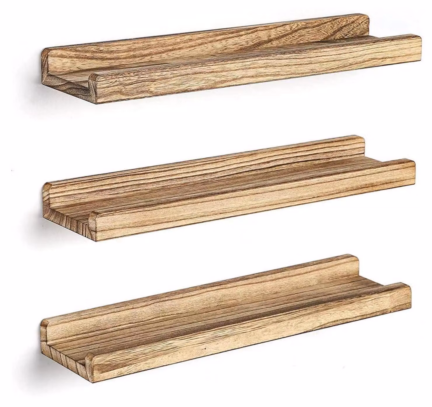 Set da 3 mensole a listello in legno, da fissare a parete senza fori