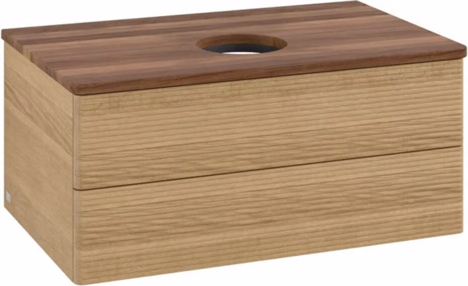 Mobiletto V&B con struttura frontale - illuminazione Antao 80x36x50cm, colore WBP w. wal, rovere miele