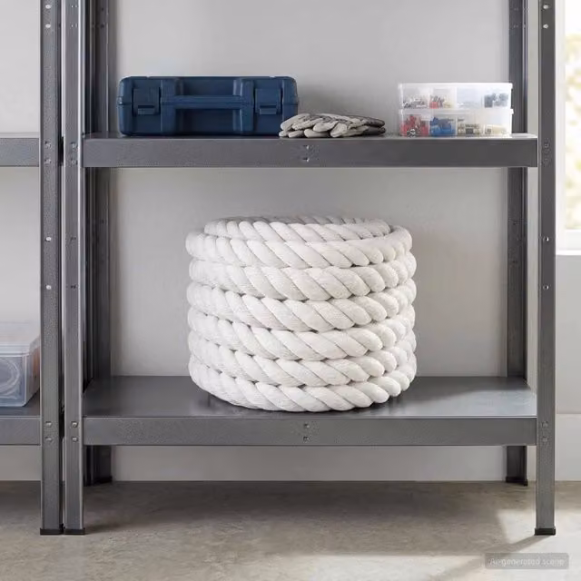 Corda in fibra naturale vidaXL in cotone bianco, Diametro: 30 mm, Lunghezza: 50 m – 1
