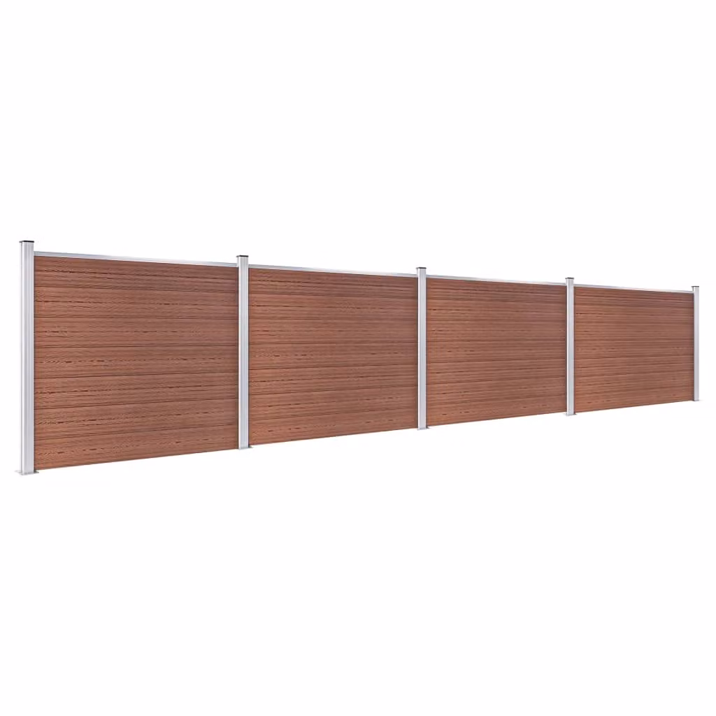 Set di elementi di recinzione WPC 699x146 cm Marrone