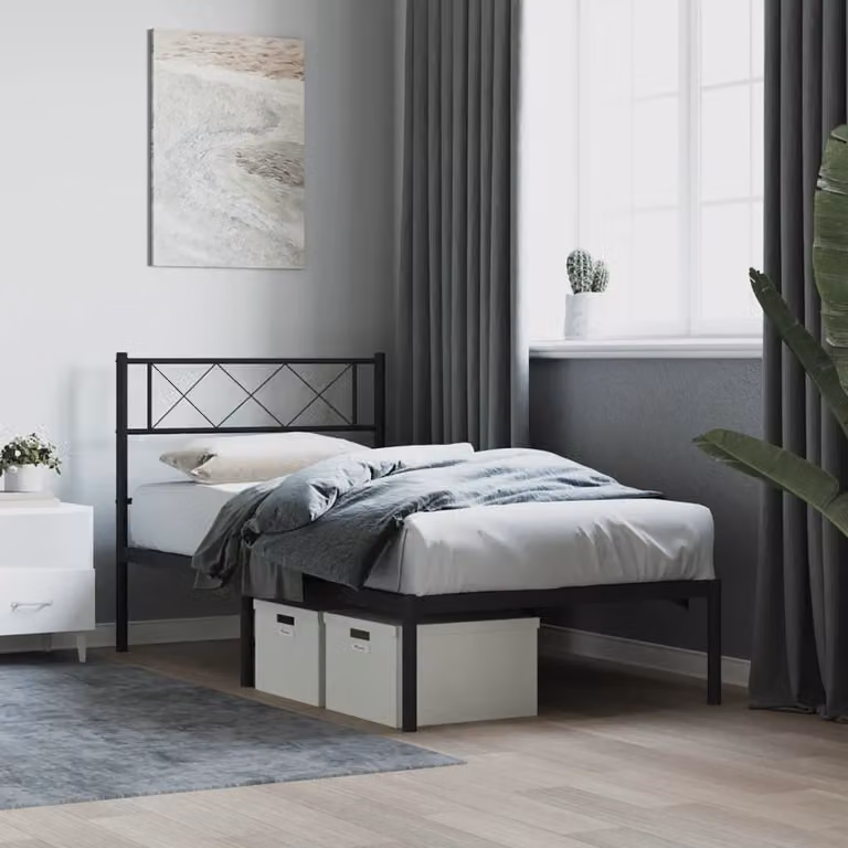 vidaXL Giroletto con Testiera in Metallo Nero L/P: 90 x 190 cm