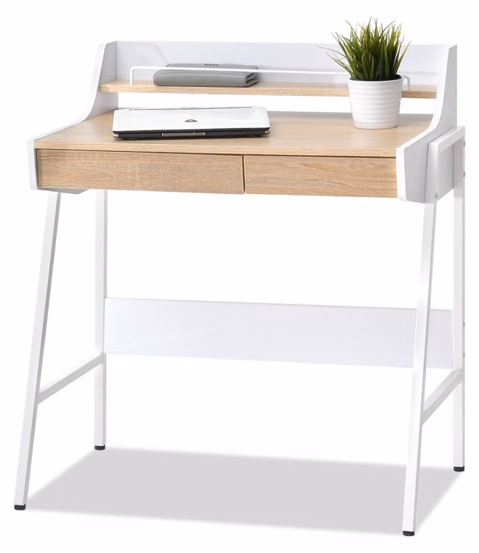 Scrivania minimalista RENO - bianco / rovere sonoma