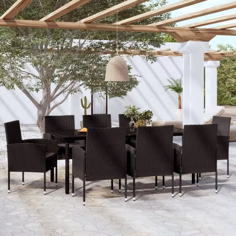 Maison Exclusive - Set da pranzo da giardino 9 pezzi nero