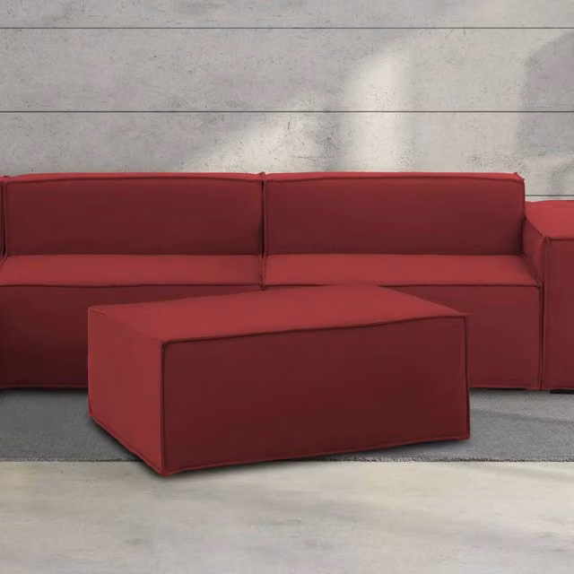 Pouf da salotto Talamo Italia in tessuto rosso, L: 100 cm, P: 70 cm, H: 43 cm