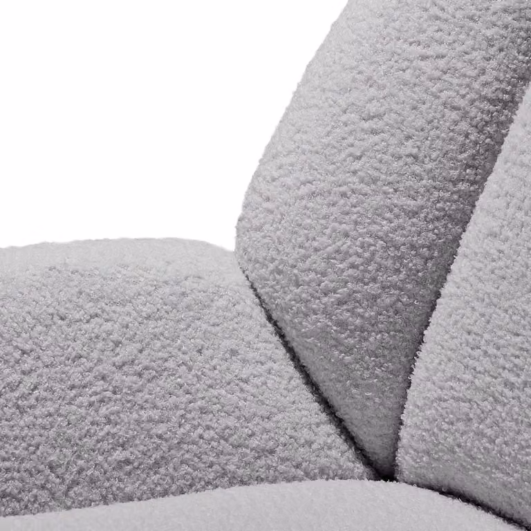 Poltrona lounge Kjeld tectake in tessuto bouclé grigio con struttura in metallo e imbottitura in foam per soggiorno o camera da letto