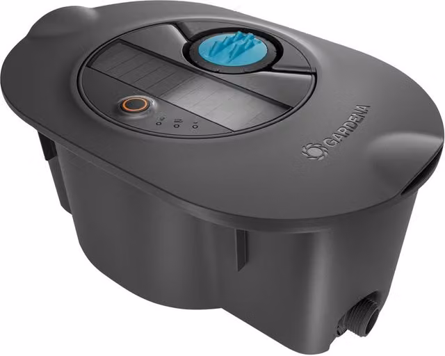 Gardena AquaPrecise Sistema di irrigazione interrato con energia solare e Bluetooth per superfici fino a 320 m2, colore Grigio-Turchese
