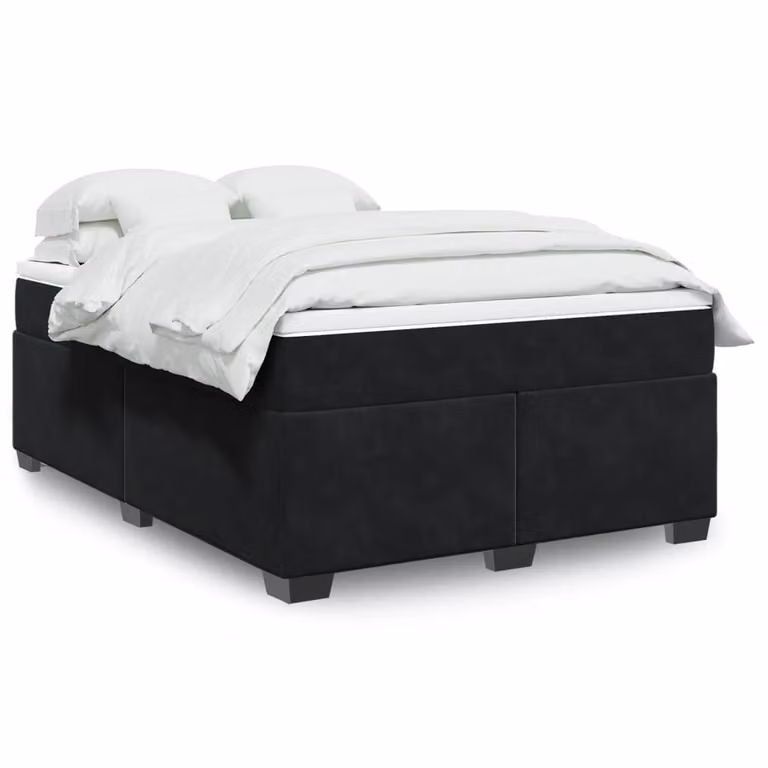 vidaXL Giroletto a Molle con Materasso in Velluto Nero L/P/H: 140 x 200 cm