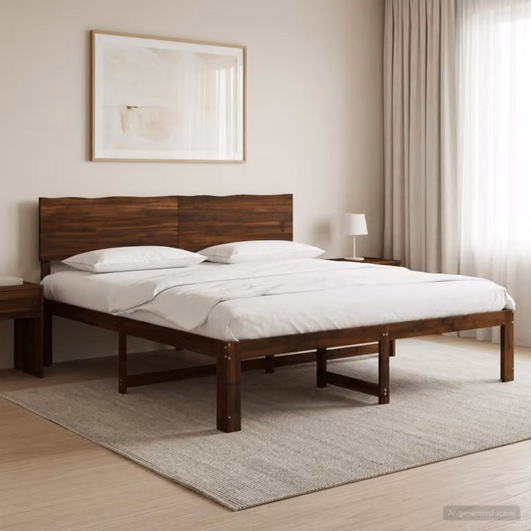 vidaXL Letto matrimoniale ROSTOCK in legno di acacia marrone scuro L/P/H: 184 x 200 x 101 cm