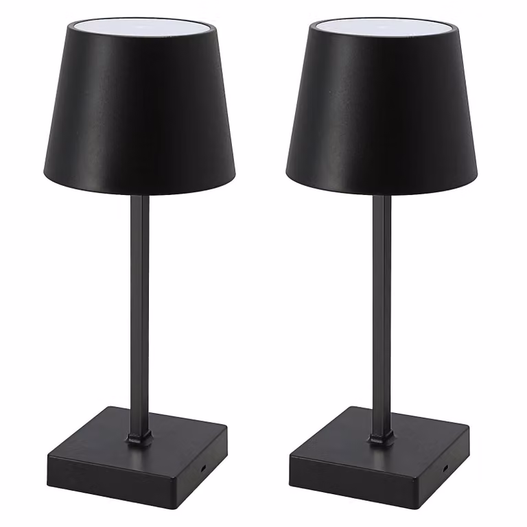 set di 2 lampade da tavolo con funzione touch Lampada da comodino USB bianco caldo Nero Ricaricabile Luminosità regolabile Lampada da scrivania Dimmerabile