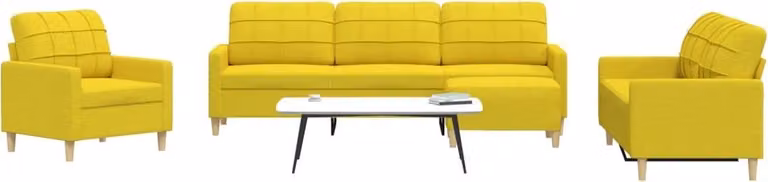 Maison Exclusive - Set divano 4 pezzi con poggiapiedi in tessuto giallo chiaro