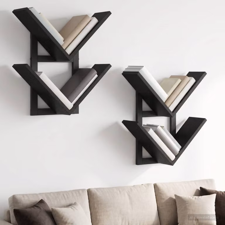 Set di 2 mensole a muro flottanti vidaXL moderne in colore nero opaco L 43 cm x P 15 cm x H 47 cm