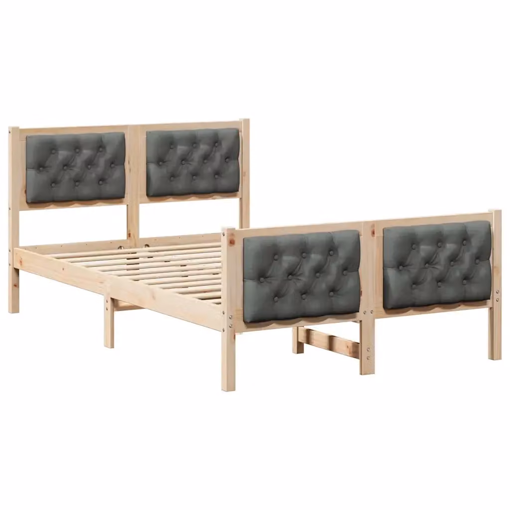 Struttura letto vidaXL in pino massello grigio con doghe in legno L: 140.5 cm, P: 200.5 cm, H: 85.5 cm – 2