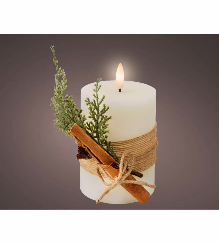 Lumineo Portacandela LED Beige - Timer e Effetto Fiamma - 7,5x13cm