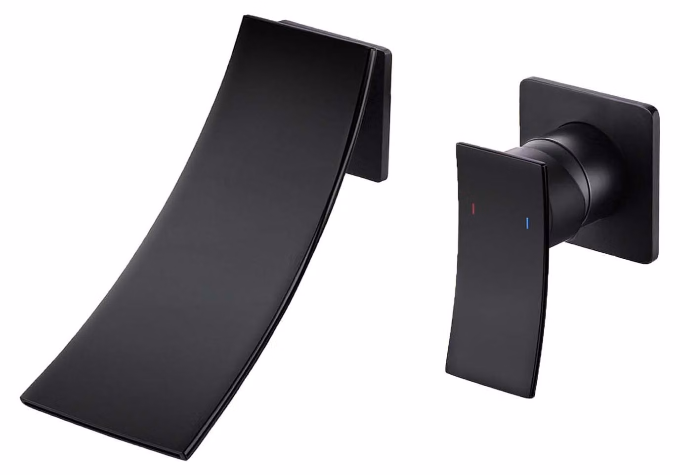 Miscelatore a cascata, da montare a parete, con 2 fori, monocomando, colore nero