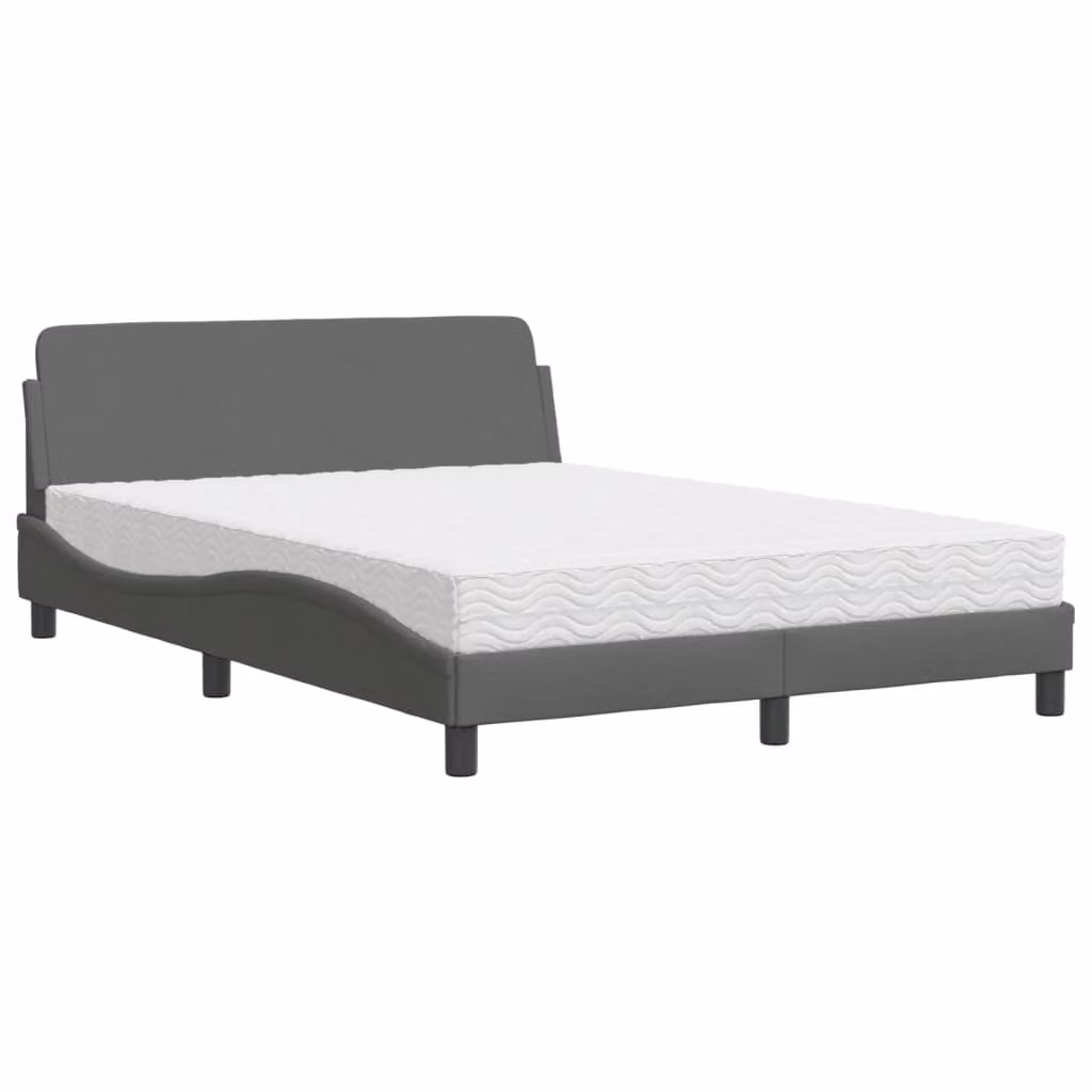 Letto con Materasso Dover Grigio Scuro 140x190 cm Tessuto