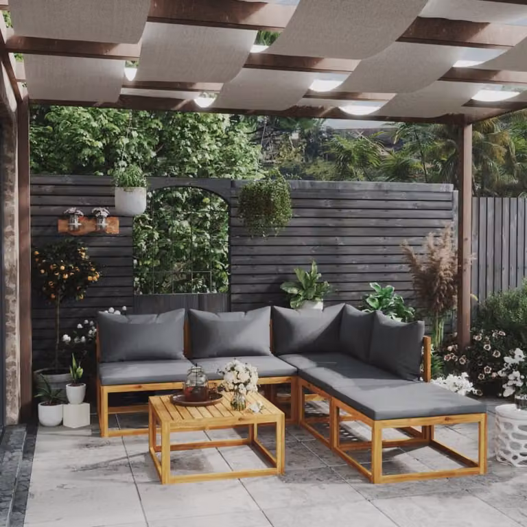 Maison Exclusive - Set da giardino 6 pezzi con cuscini in legno massello di acacia