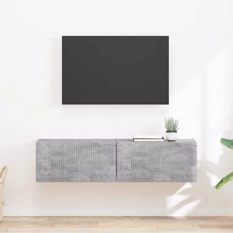 Set di 2 mobili TV da parete vidaXL in legno ingegnerizzato e MDF, colore grigio cemento, design moderno per il tuo soggiorno