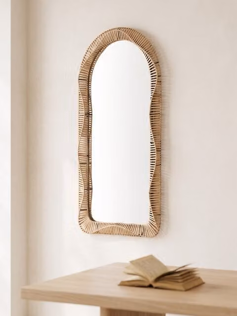 Specchio da parete in rattan Kenay Home colore beige L: 117 cm, H: 61 cm, P: 61 cm