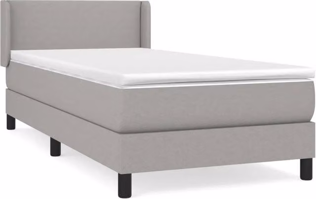 Letto singolo | Letto per adulti | Giroletto a Molle con Materasso Grigio Chiaro 90x200 cm Tessuto