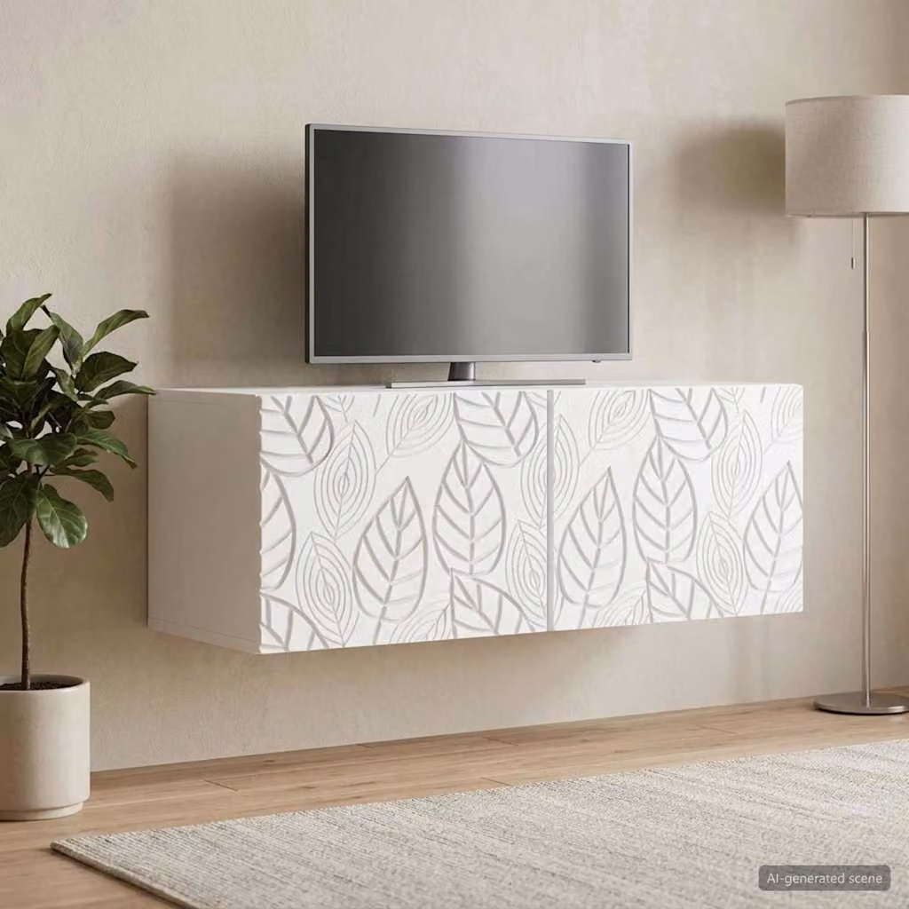 vidaXL Mobile Porta TV da Muro Bianco in Legno Vintage L: 98 cm, P: 41 cm, H: 30 cm