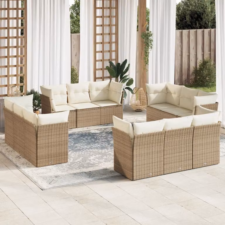 vidaXL Set Divani da Giardino a L con Cuscini Beige e Struttura in Metallo