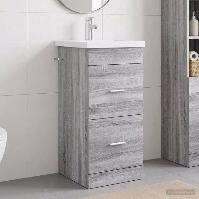 Mobile da bagno con lavabo Sonoma grigio 42 x 40 x 84,5 cm 890701