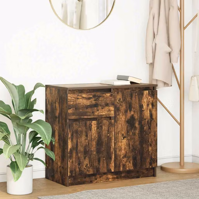 Credenza con Cassetto vidaXL in Rovere Fumo, Design Moderno in MDF, L 71 x P 35 x H 65 cm