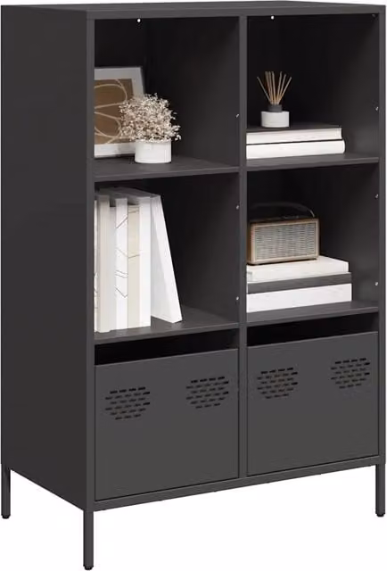 Credenza Buffet Armadio da Cucina Design Mania Nera in Metallo L/P/H: 68 x 39 x 103,5 cm