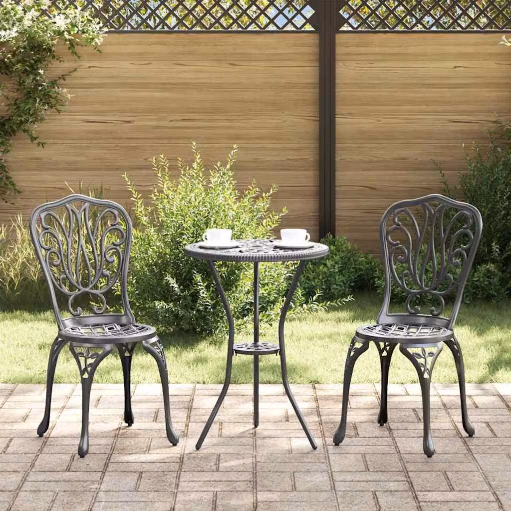 Maison Exclusive - Set da giardino per bistro, 3 pezzi, colore nero, alluminio