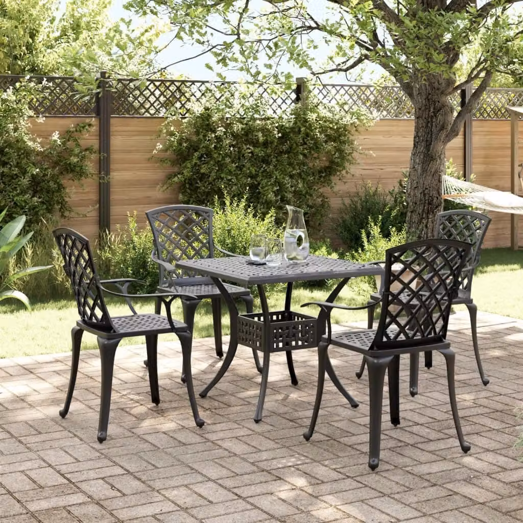 Maison Exclusive - Set da pranzo da giardino a 5 pezzi in fusione di alluminio nero
