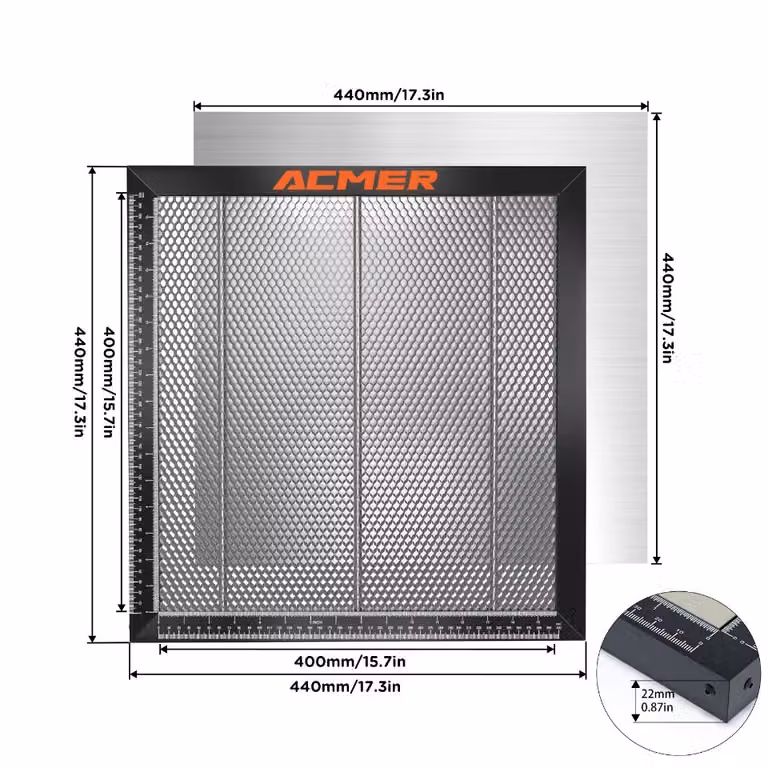 Tavolo da taglio laser a nido d'ape, efficiente circolazione dell'aria, varie opzioni di dimensioni, 440x440 mm