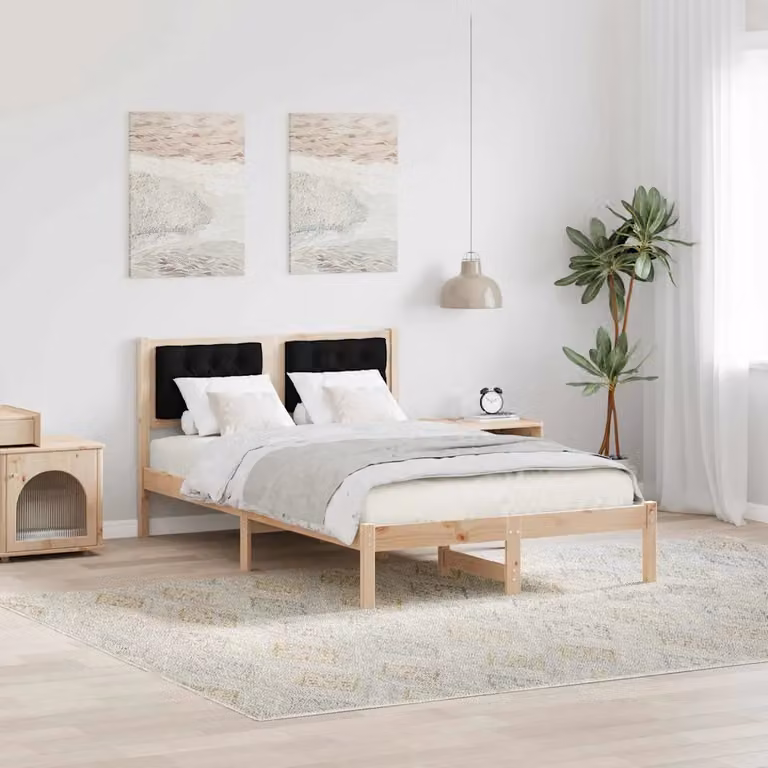 Struttura del letto vidaXL in pino massello nero L 120 x P 200 cm
