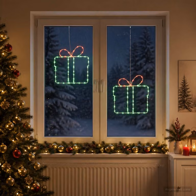 vidaXL Luci natalizie a sagoma per finestra LOVIISA 2 pz 160 LED