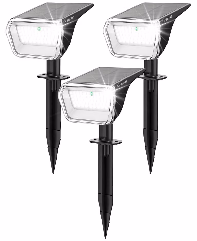 Set di 3 lampade solari, 60 LED, 800 lumen, 6500 K, grado di protezione IP67