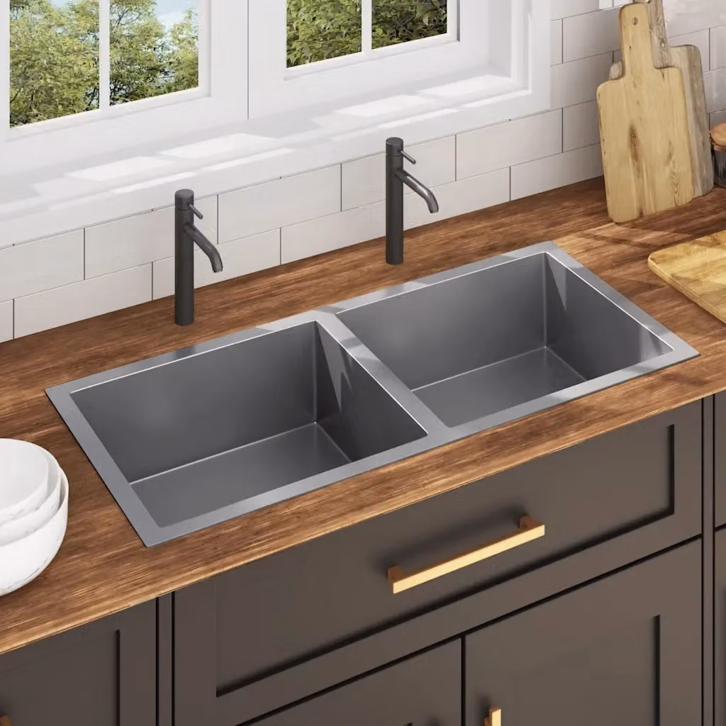 Lavello da cucina in acciaio inox silver CFW2227137 lavorato a mano – 2