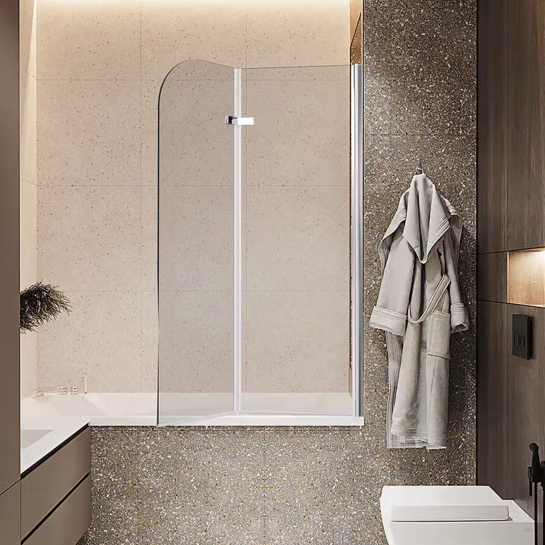 Clanmacy cabina doccia 100x140cm schermo pieghevole per vasca da bagno Attacco per vasca da bagno Schermo doccia pulito in vetro NANO Easy Clean da 6mm
