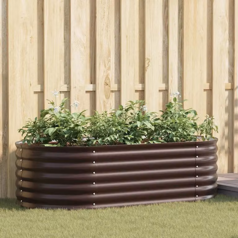 Letto rialzato vidaXL in acciaio color marrone per orto e giardino L: 160 cm, P: 80 cm, H: 44 cm