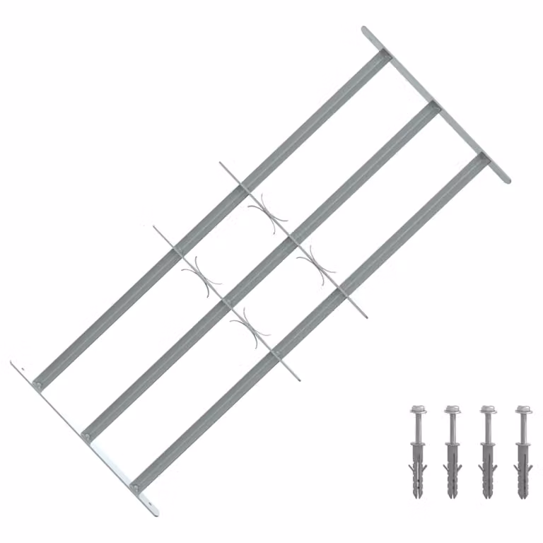 Grate per Finestre Regolabili vidaXL in Acciaio Inox Argento con 3 Barre Trasversali, Larghezza: 700-1050 mm