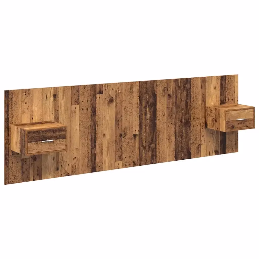 Set di testata con comodini integrati vidaXL in legno ingegnerizzato marrone opaco L/P/H: 257 x 33,55 x 32,5 cm – 2